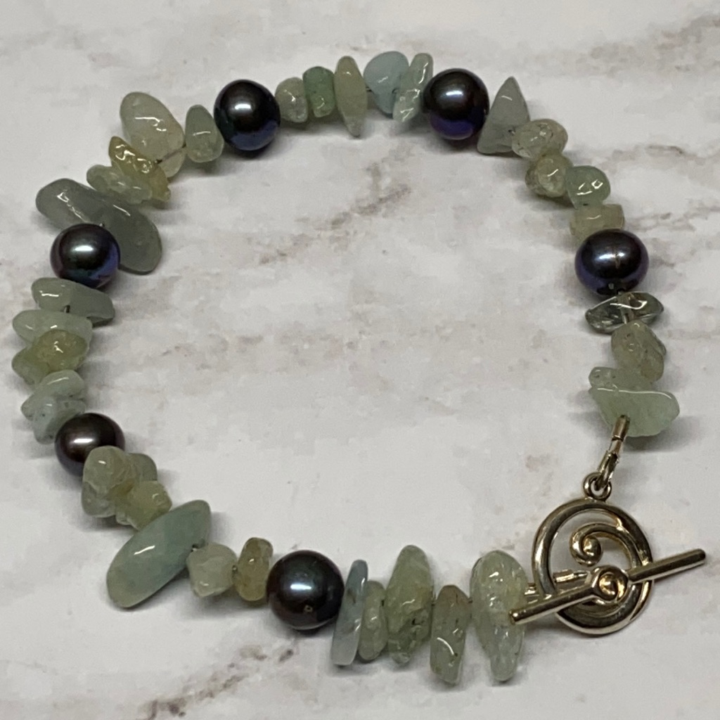 Aquamarine And Pearl Bracelet